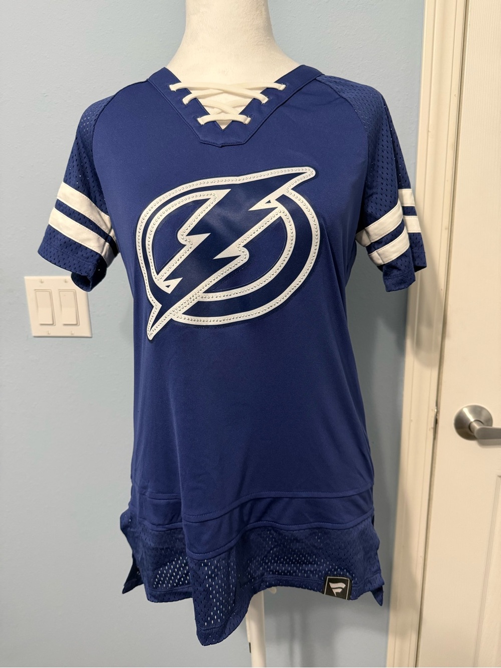 Fanatics Girls' Royal Blue Tampa Bay Lightning Lace-Up Jersey Top